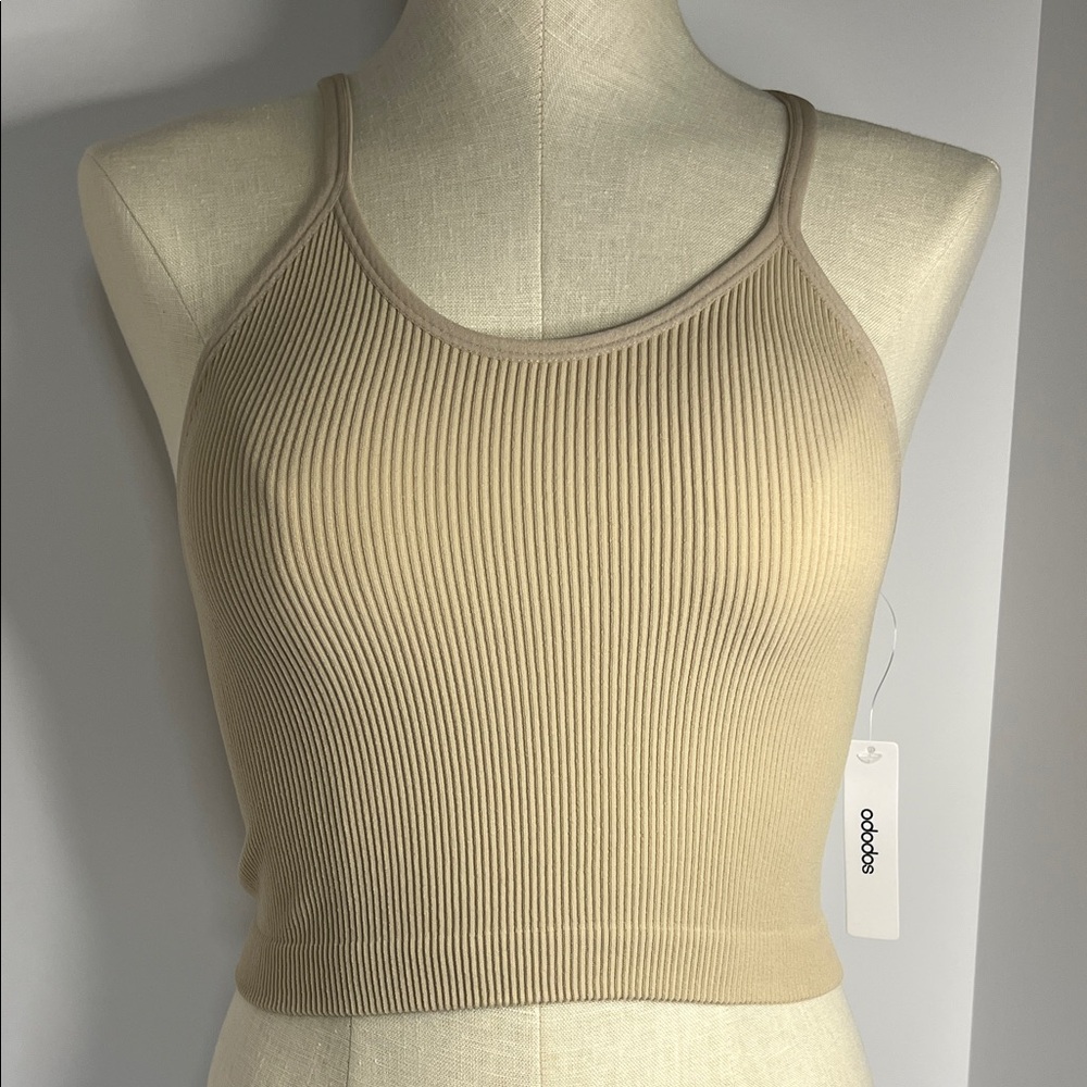 Adidas Women's Tan Ribbed Crop Top